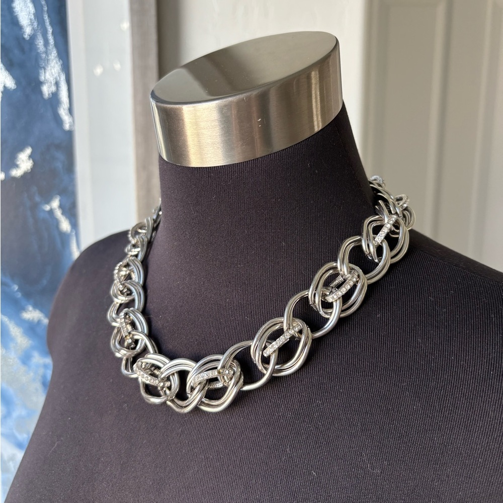 Silver Chain Statement Necklace Set - image 2
